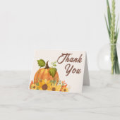 Ein kleiner Kürbis ist auf dem Weg zur Babydusche Dankeskarte (Vorderseite)