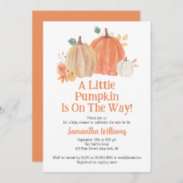 Ein kleiner Kürbis ist auf dem Weg zur Babydusche Einladung