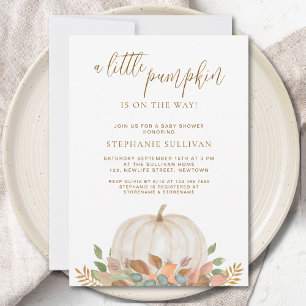 Ein kleiner Kürbis ist auf dem Weg zur Babydusche Einladung