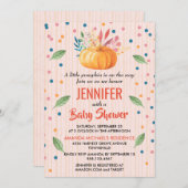 Ein kleiner Kürbis ist auf dem Weg zur Babydusche Einladung (Vorne/Hinten)