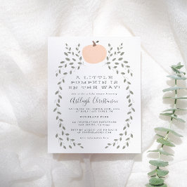 Ein kleiner Kürbis ist auf dem Weg zur Babydusche Einladungspostkarte