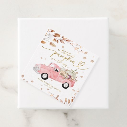 Ein kleiner Kürbis ist auf dem Weg zur Babydusche Geschenkanhänger (Beispiel)