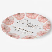 Ein kleiner Kürbis ist auf dem Weg zur Babydusche Pappteller (Schrägansicht)