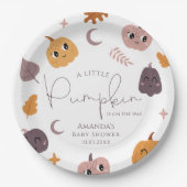 Ein kleiner Kürbis ist auf dem Weg zur Babydusche Pappteller (Vorderseite)