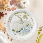 Ein kleiner Kürbis ist auf dem Weg zur Babydusche Pappteller