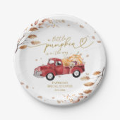 Ein kleiner Kürbis ist auf dem Weg zur Babydusche Pappteller (Vorderseite)