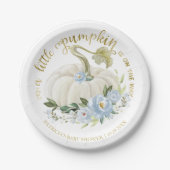 Ein kleiner Kürbis ist auf dem Weg zur Babydusche Pappteller (Vorderseite)