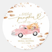 Ein kleiner Kürbis ist auf dem Weg zur Babydusche Runder Aufkleber (Vorderseite)