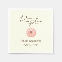 Ein kleiner Kürbis ist auf dem Weg zur Babydusche Serviette