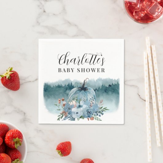 Ein kleiner Kürbis ist auf dem Weg zur Blue Baby D Serviette (Beispiel)