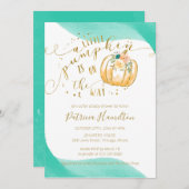 Ein kleiner Kürbis ist auf dem Weg zur Herbstdusch Einladung (Vorne/Hinten)