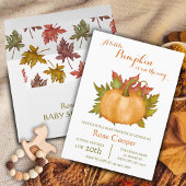 Ein kleiner Kürbis ist auf dem Weg zur Herbstdusch Einladung