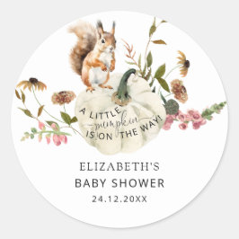 Ein kleiner Kürbis ist auf dem Weg zur Herbstdusch Runder Aufkleber