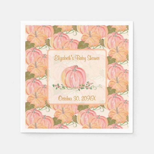 Ein kleiner Kürbis ist auf dem Weg zur Herbstdusch Serviette (Vorderseite)