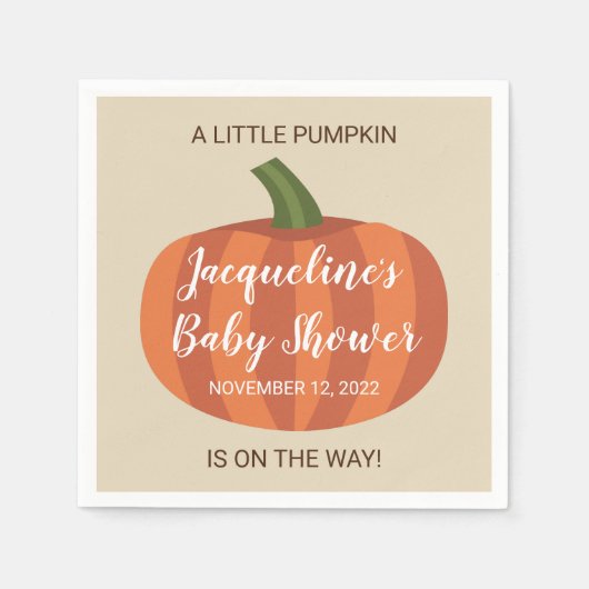 Ein kleiner Kürbis ist auf dem Weg zur Herbstdusch Serviette (Vorderseite)