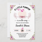 Ein kleiner Kürbis ist auf dem Weg zur Kinderdusch Einladung (Vorderseite)