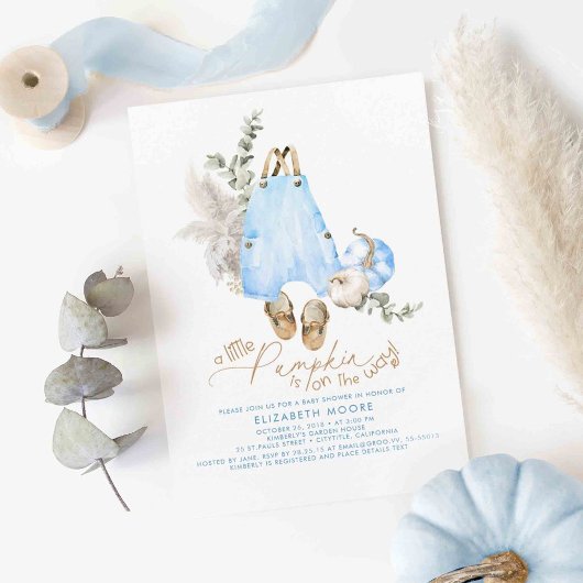 Ein kleiner Kürbis ist auf dem Weg zur Kinderdusch Einladung