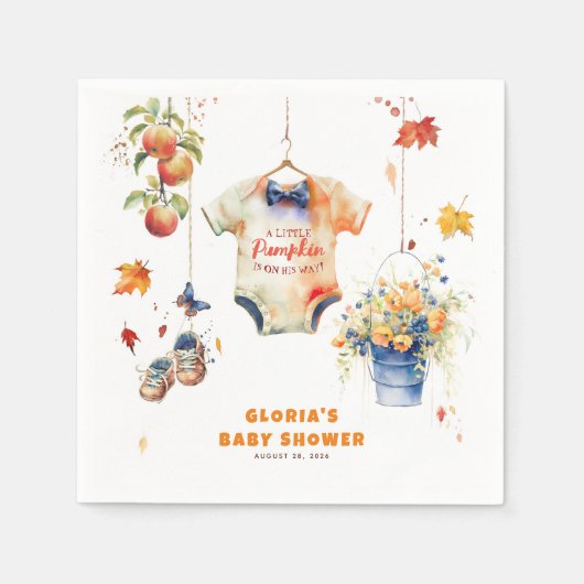 Ein kleiner Kürbis ist auf dem Weg zur Kinderdusch Serviette (Vorderseite)