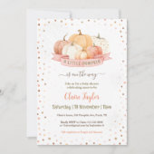 Ein kleiner Kürbis ist auf dem Weg zur Mädchendusc Einladung (Vorderseite)