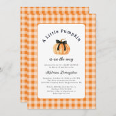 Ein kleiner Kürbis ist auf der Way Baby Dusche Einladung (Vorne/Hinten)