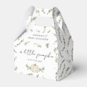 Ein kleiner Kürbis ist auf der Way Baby Dusche Geschenkschachtel (Rückseite)