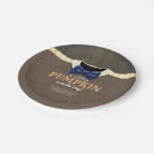 Ein kleiner Kürbis ist auf der Way Baby Dusche Pappteller (Schrägansicht)