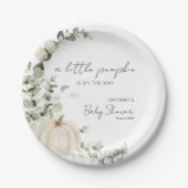 Ein kleiner Kürbis ist auf der Way Baby Dusche Pappteller (Vorderseite)