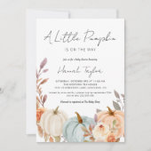 Ein kleiner Kürbis ist auf der Way Fall Baby Dusch Einladung (Vorderseite)