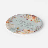 Ein kleiner Kürbis ist auf der Way Fall Baby Dusch Pappteller (Schrägansicht)