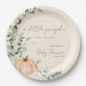 Ein kleiner Kürbis ist auf der Way Orange Baby Dus Pappteller (Vorderseite)