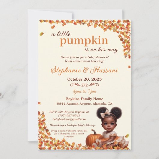 Ein kleiner Kürbis ist auf ihrem Weg nach Afro Puf Einladung (Vorderseite)