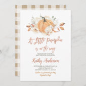 Ein kleiner Kürbis ist eine Art Babydusche Einladung (Vorne/Hinten)