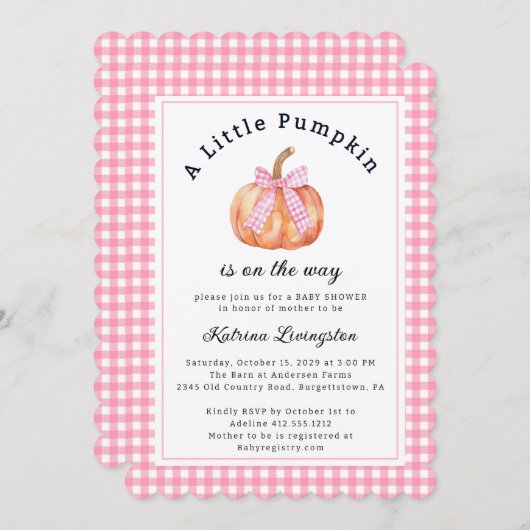 Ein kleiner Kürbis ist fast hier Babydusche-Invii Einladung (Vorne/Hinten)