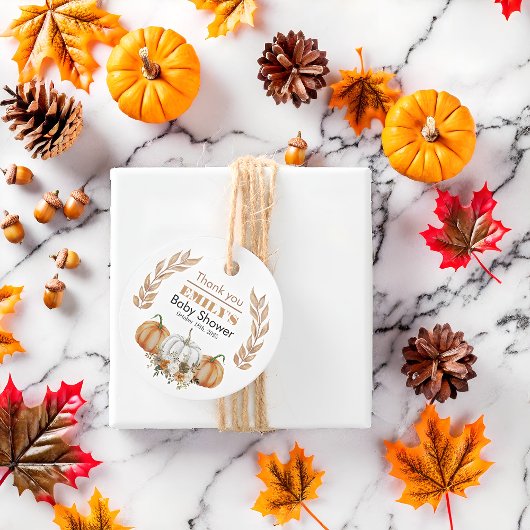 Ein kleiner Kürbis ist unterwegs - Baby Dusche Geschenkanhänger