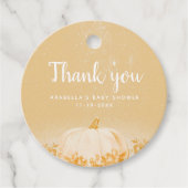 Ein kleiner Kürbis ist unterwegs Baby Dusche Geschenkanhänger (Vorderseite)