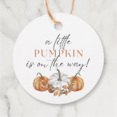 Ein kleiner Kürbis ist unterwegs - Baby Dusche Geschenkanhänger (Rückseite)