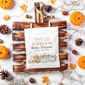 Ein kleiner Kürbis ist unterwegs - Baby Dusche Geschenktütchen