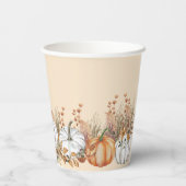 Ein kleiner Kürbis ist unterwegs - Baby Dusche Pappbecher (Rückseite)