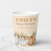 Ein kleiner Kürbis ist unterwegs - Baby Dusche Pappbecher (Vorderseite)