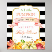 Ein kleiner Kürbis ist unterwegs | Babyduschzeiche Poster (Vorne)