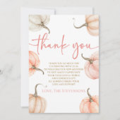 Ein kleiner Kürbis ist unterwegs! Babyparty Dankeskarte (Vorderseite)