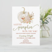 Ein kleiner Kürbis ist unterwegs! Babyparty Einladung (Stehend Vorderseite)