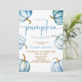 Ein kleiner Kürbis ist unterwegs! Babyparty Einladung (Stehend Vorderseite)