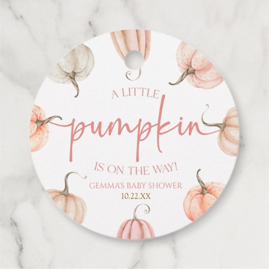 Ein kleiner Kürbis ist unterwegs! Babyparty Geschenkanhänger (Rückseite)