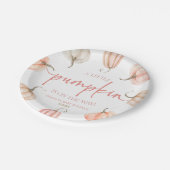 Ein kleiner Kürbis ist unterwegs! Babyparty Pappteller (Schrägansicht)