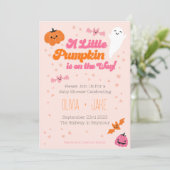 Ein kleiner Kürbis ist unterwegs Einladung (Stehend Vorderseite)