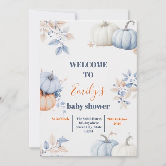 Ein kleiner Kürbis ist unterwegs Einladung (Vorderseite)