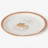 Ein kleiner Kürbis ist unterwegs! Fall Baby Dusche Pappteller (Schrägansicht)