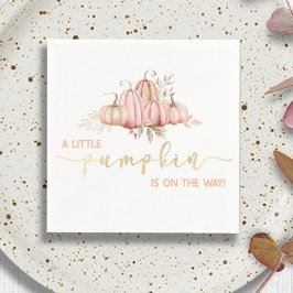 Ein kleiner Kürbis ist unterwegs! Fall Baby Shower Serviette
