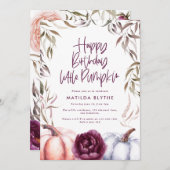 Ein kleiner Kürbis lila Blumenfall Geburtstag (Vorne/Hinten)